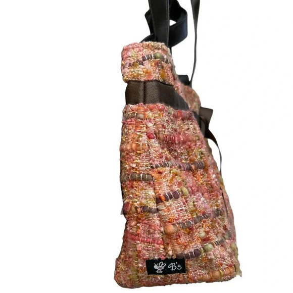 B's Bags Multicolor Woven Tweed Purse w/ Brown Bow - Picture 5 of 12